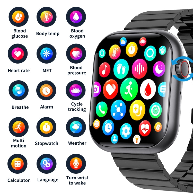 F70  2.1 Inch Screen Smart Watch With Blood Sugar/Blood Oxygen Monitoring /SOS Alarm/100+ Sports ...