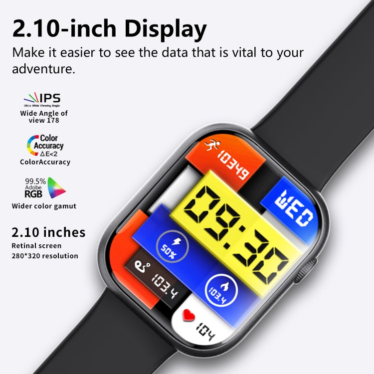 F70  2.1 Inch Screen Smart Watch With Blood Sugar/Blood Oxygen Monitoring /SOS Alarm/100+ Sports ...