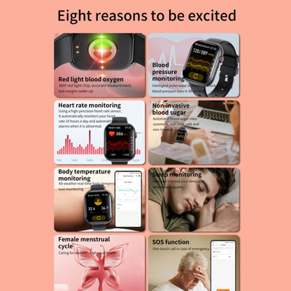 F70  2.1 Inch Screen Smart Watch With Blood Sugar/Blood Oxygen Monitoring /SOS Alarm/100+ Sports ...