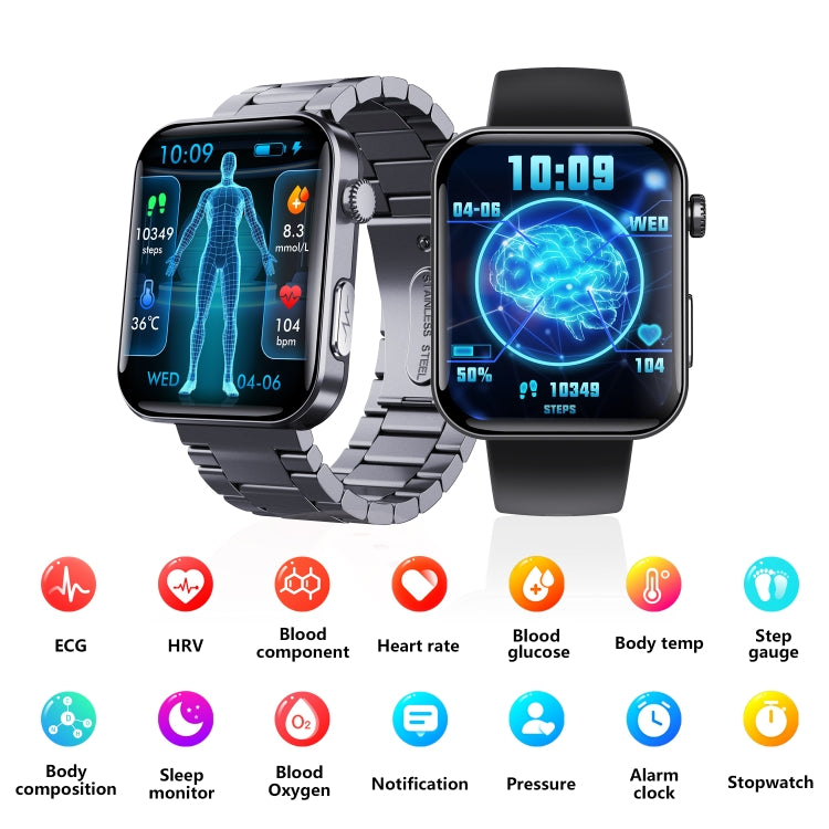 F300  2.1-Inch Screen Smart Watch Supports Bluetooth Calls/ECG/Blood Composition Analysis/50+ Spo...