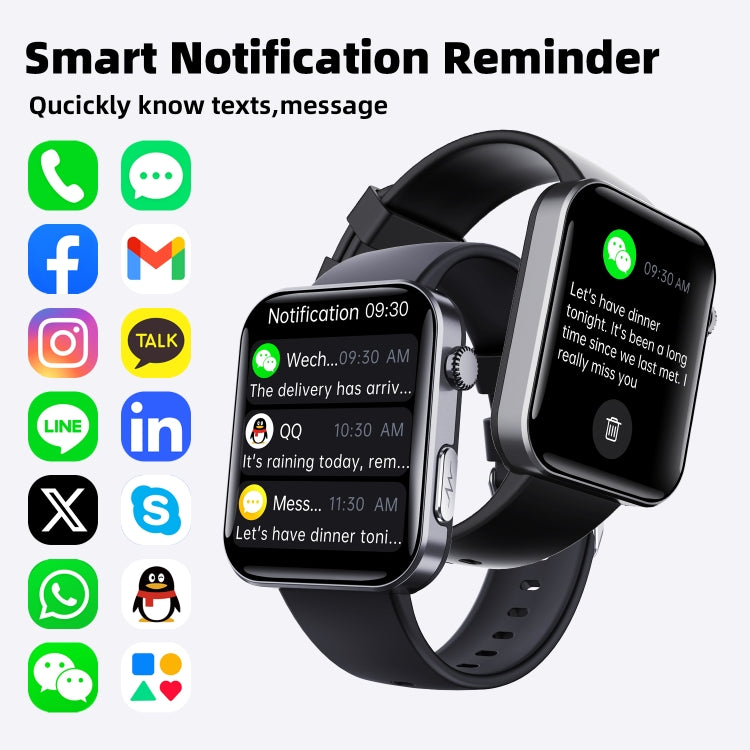 F300  2.1-Inch Screen Smart Watch Supports Bluetooth Calls/ECG/Blood Composition Analysis/50+ Spo...