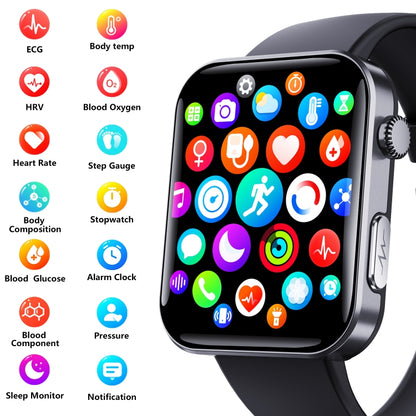 F300  2.1-Inch Screen Smart Watch Supports Bluetooth Calls/ECG/Blood Composition Analysis/50+ Spo...