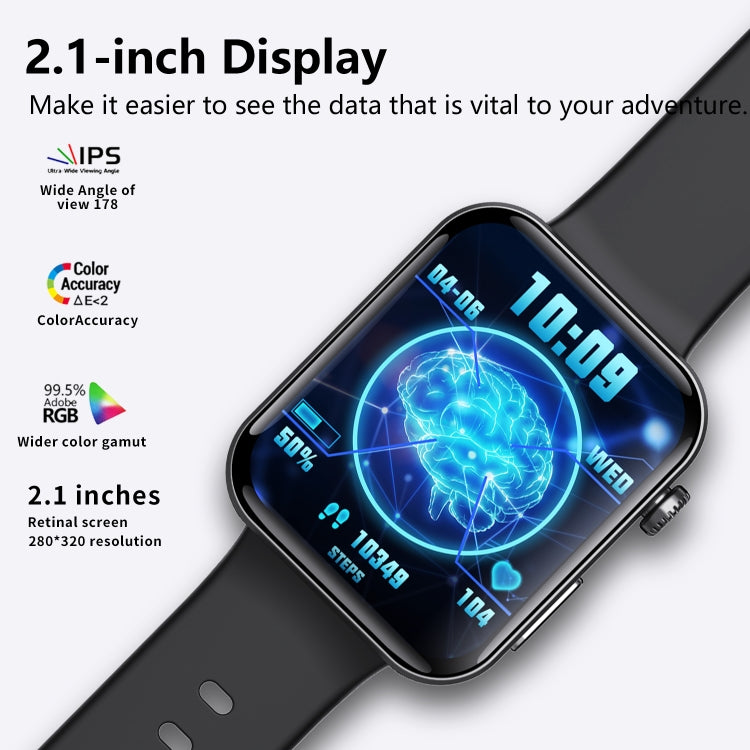 F300  2.1-Inch Screen Smart Watch Supports Bluetooth Calls/ECG/Blood Composition Analysis/50+ Spo...