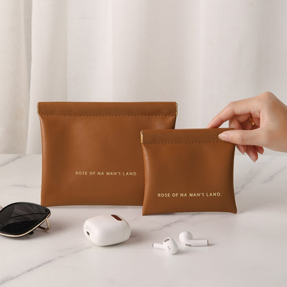 2pcs /Set PU Data Cable Earphone Storage Bag Mini Portable Lipstick Pouch Coin Purse, Large+Small