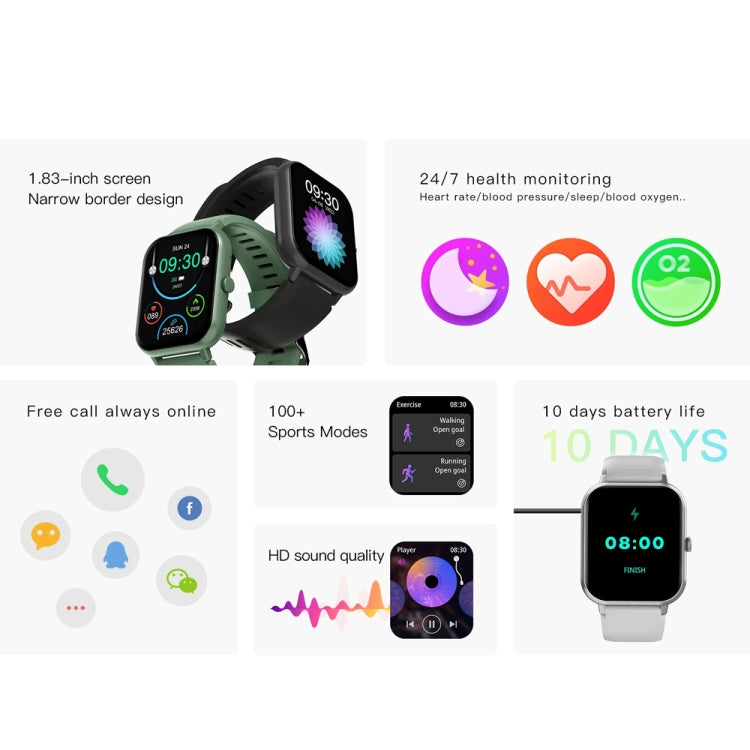 1.83 inch Touch Screen AI Voice Bluetooth Smartwatch