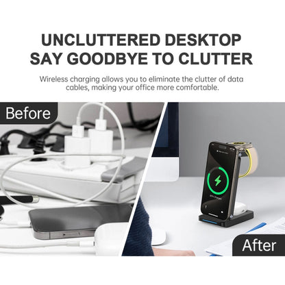 S90-3 3-in-1 Magnetic Folding Wireless Charger Phone Earphone Watch Fast Charging Stand