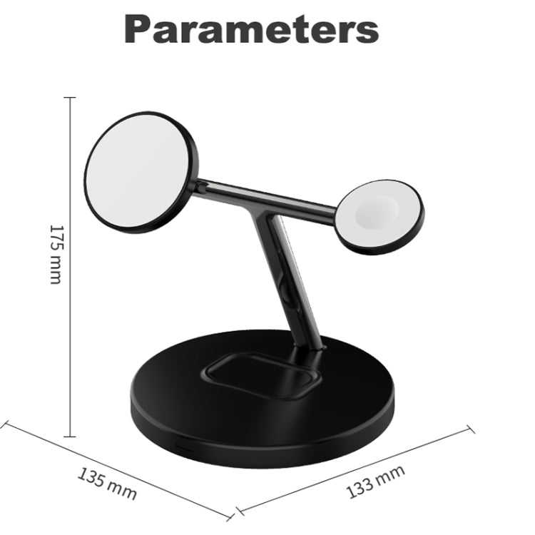 D10 3-In-1 15W Magnetic Mobile Phone Earphone Watch Wireless Fast Charger