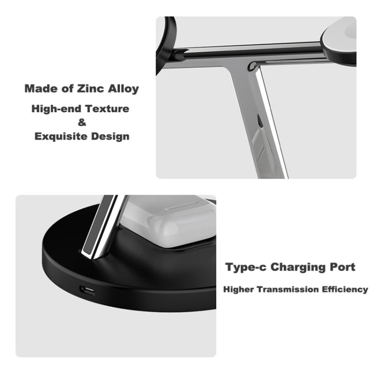 D10 3-In-1 15W Magnetic Mobile Phone Earphone Watch Wireless Fast Charger