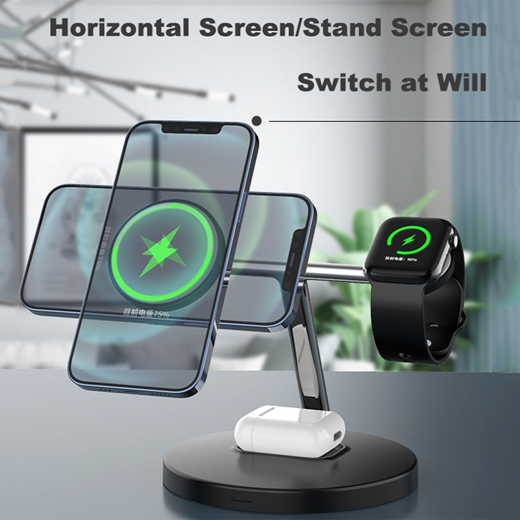 D10 3-In-1 15W Magnetic Mobile Phone Earphone Watch Wireless Fast Charger