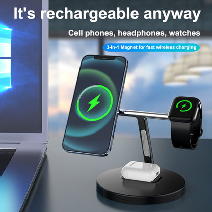 D10 3-In-1 15W Magnetic Mobile Phone Earphone Watch Wireless Fast Charger