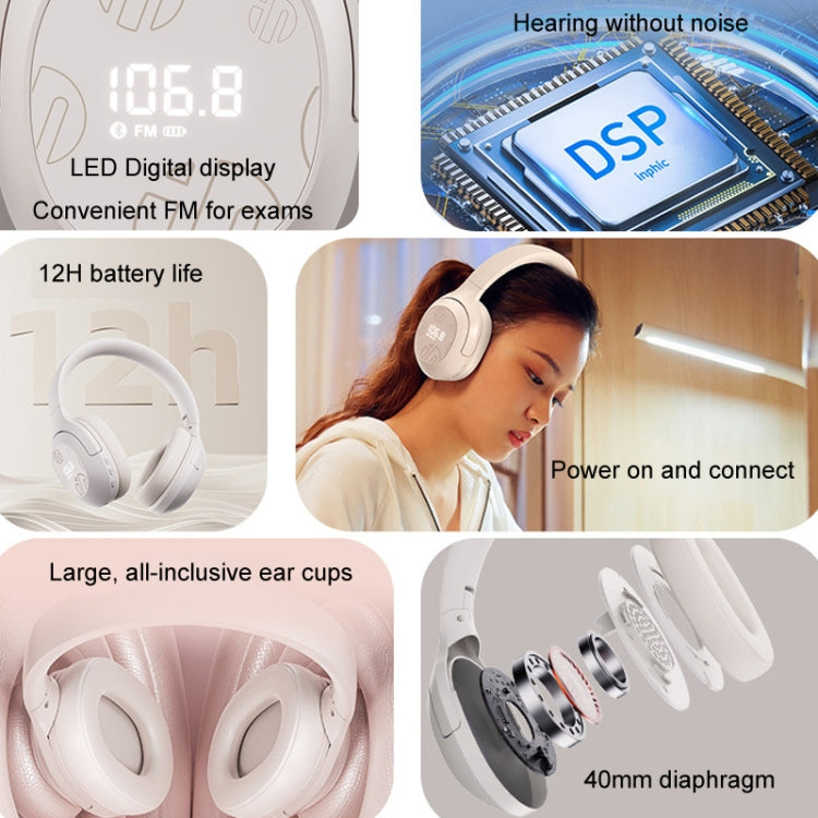 Inphic H1S Bluetooth Wireless Headphones Headset FM Listening Exam Hi-Res Audio Earphones��������...