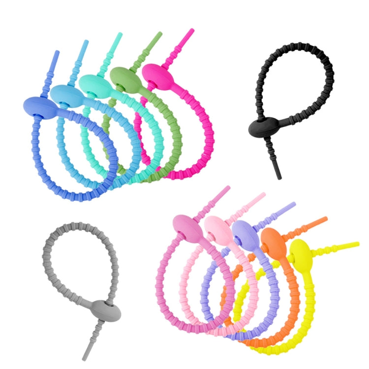 100pcs /Pack Silicone Ties Multi-Use Food Bag Clip Data Cable Winder Organizer, 15cm White�������...
