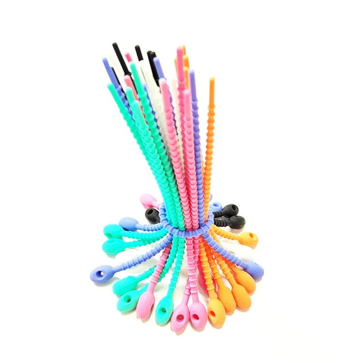 100pcs /Pack Silicone Ties Multi-Use Food Bag Clip Data Cable Winder Organizer, 15cm White�������...