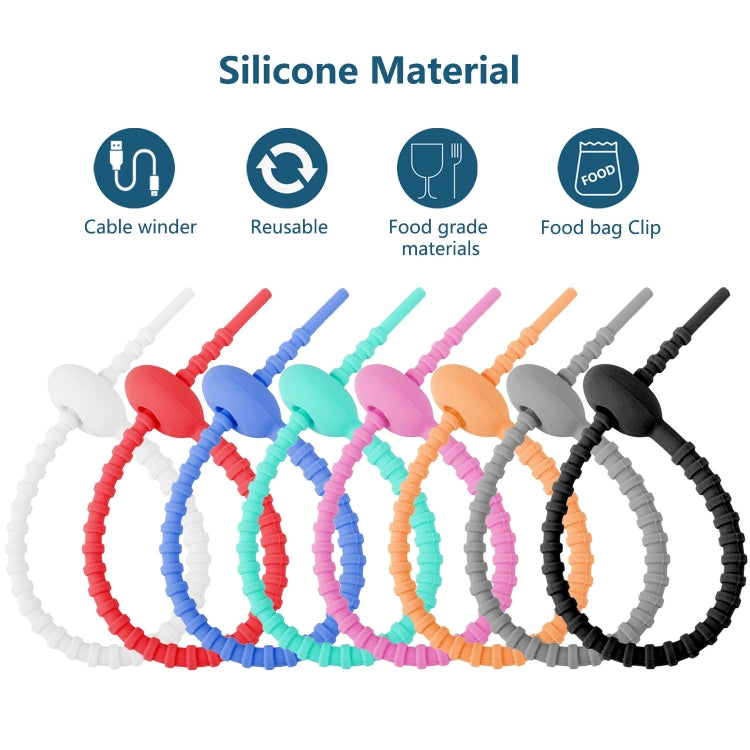 100pcs /Pack Silicone Ties Multi-Use Food Bag Clip Data Cable Winder Organizer, 15cm White�������...