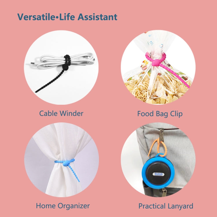 100pcs /Pack Silicone Ties Multi-Use Food Bag Clip Data Cable Winder Organizer, 15cm White�������...