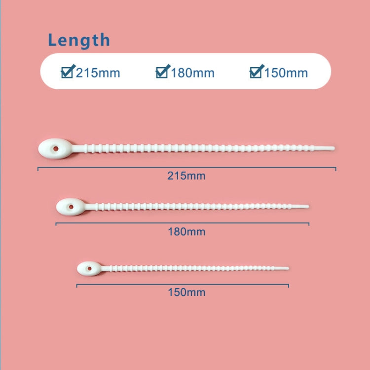 100pcs /Pack Silicone Ties Multi-Use Food Bag Clip Data Cable Winder Organizer, 15cm White�������...
