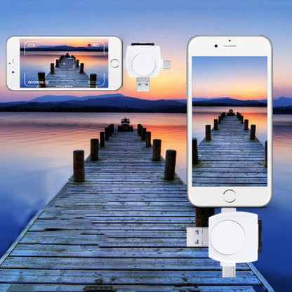 USB-A To USB-C / Type-C + Micro USB + 8 Pin 6-In-1 Round Multifunctional Card Reader