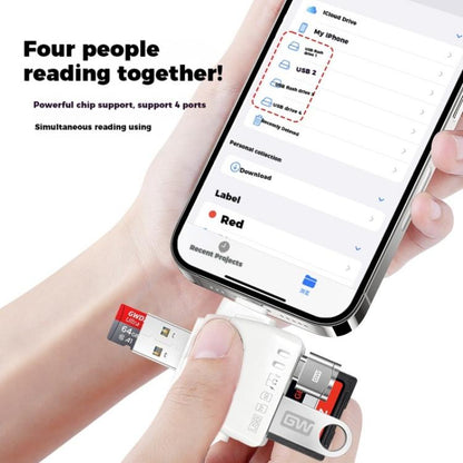 AJ-701 USB-A To USB-C / Type-C + Micro USB + 8 Pin 7-In-1 Universal Card Reader