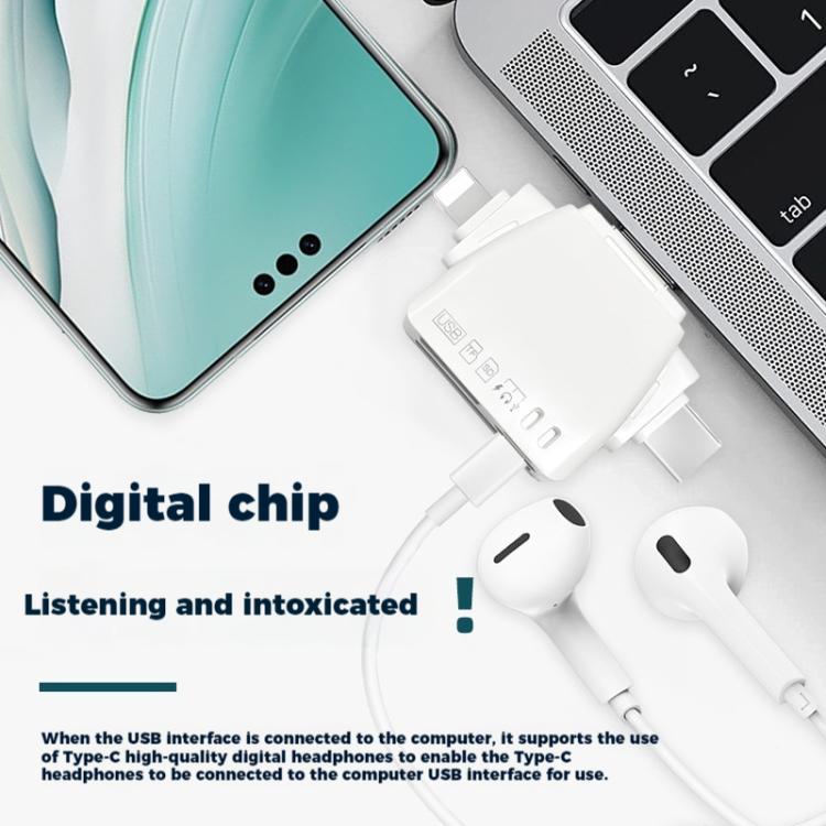 AJ-701 USB-A To USB-C / Type-C + Micro USB + 8 Pin 7-In-1 Universal Card Reader