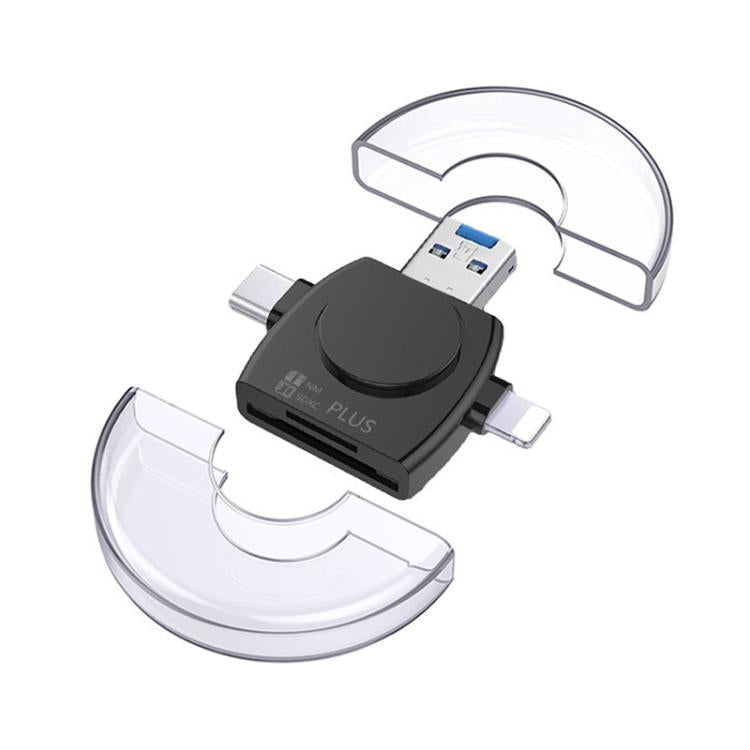 USB 3.0 To USB-C / Type-C / 8 Pin 6-In-1 Multifunctional TF / SD / NM Card Reader