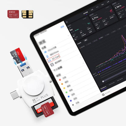 USB 3.0 To USB-C / Type-C / 8 Pin 6-In-1 Multifunctional TF / SD / NM Card Reader