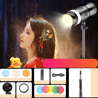 102 LEDs Spotlight Portrait Photography Fill Light Adjustable Focus Triple Color Temperature,US Plug