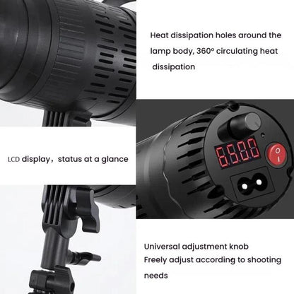 102 LEDs Spotlight Portrait Photography Fill Light Adjustable Focus Triple Color Temperature,US Plug