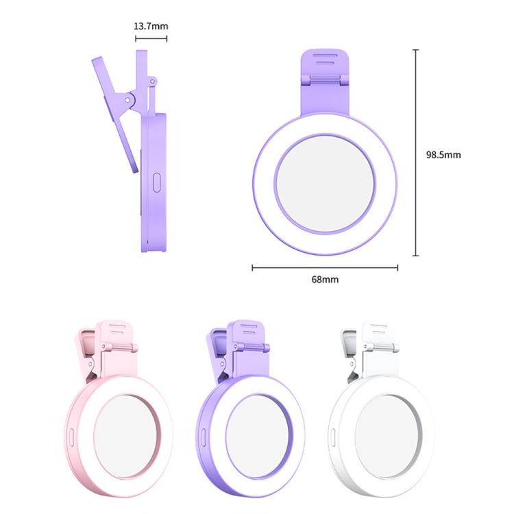 Foldable Clip-type Mobile Phone Rear Selfie Mirror Fill Light, White, Purple, Pink���������������...