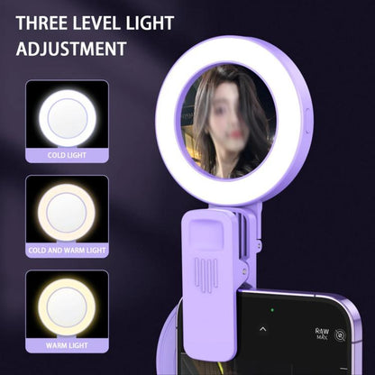 Foldable Clip-type Mobile Phone Rear Selfie Mirror Fill Light, White, Purple, Pink���������������...