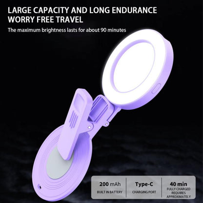 Foldable Clip-type Mobile Phone Rear Selfie Mirror Fill Light, White, Purple, Pink���������������...