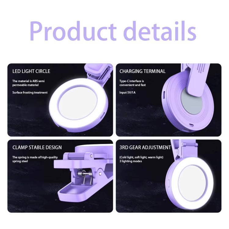 Foldable Clip-type Mobile Phone Rear Selfie Mirror Fill Light, White, Purple, Pink���������������...