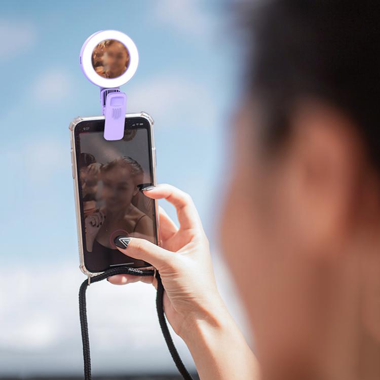 Foldable Clip-type Mobile Phone Rear Selfie Mirror Fill Light, White, Purple, Pink���������������...