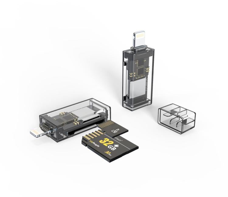 Transparent Card Reader for PC/Laptop/Smartphone, USB-C/Type-C To SD/TF, 8 Pin To SD/TF����������...