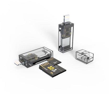 Transparent Card Reader for PC/Laptop/Smartphone, USB-C/Type-C To SD/TF, 8 Pin To SD/TF����������...