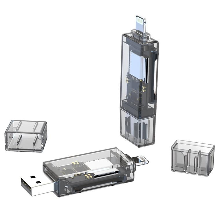 Transparent Card Reader for PC/Laptop/Smartphone, USB-C/Type-C To SD/TF, 8 Pin To SD/TF����������...