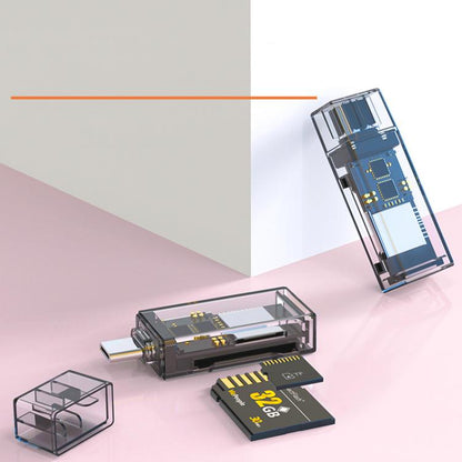 Transparent Card Reader for PC/Laptop/Smartphone, USB-C/Type-C To SD/TF, 8 Pin To SD/TF����������...