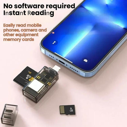 Transparent Card Reader for PC/Laptop/Smartphone, USB-C/Type-C To SD/TF, 8 Pin To SD/TF����������...