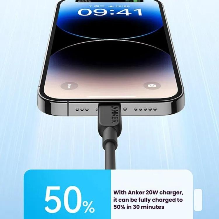 ANKER 310 Fast Charging PD Cable PVC Material Type-C to 8 Pin Fast Charging Cable, Black 0.9m����...