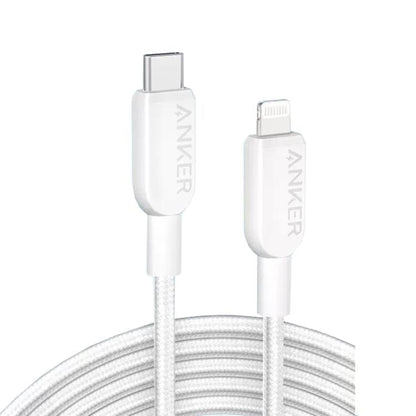 ANKER MFi Type-C To 8 Pin Fast Charging Braided Cable, 0.9m White, 0.9m Black, 1.8m White��������...