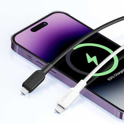 ANKER MFi Type-C To 8 Pin Fast Charging Braided Cable, 0.9m White, 0.9m Black, 1.8m White��������...