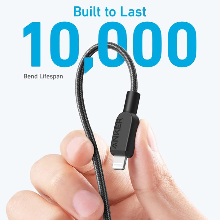 ANKER MFi Type-C To 8 Pin Fast Charging Braided Cable, 0.9m White, 0.9m Black, 1.8m White��������...
