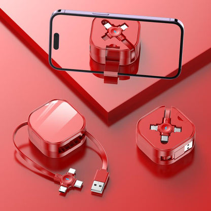 120cm Portable 3 In 1 Fast Charging Cable With Mobile Phone Holder Light Retractable Data Cable