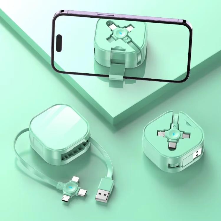 120cm Portable 3 In 1 Fast Charging Cable With Mobile Phone Holder Light Retractable Data Cable