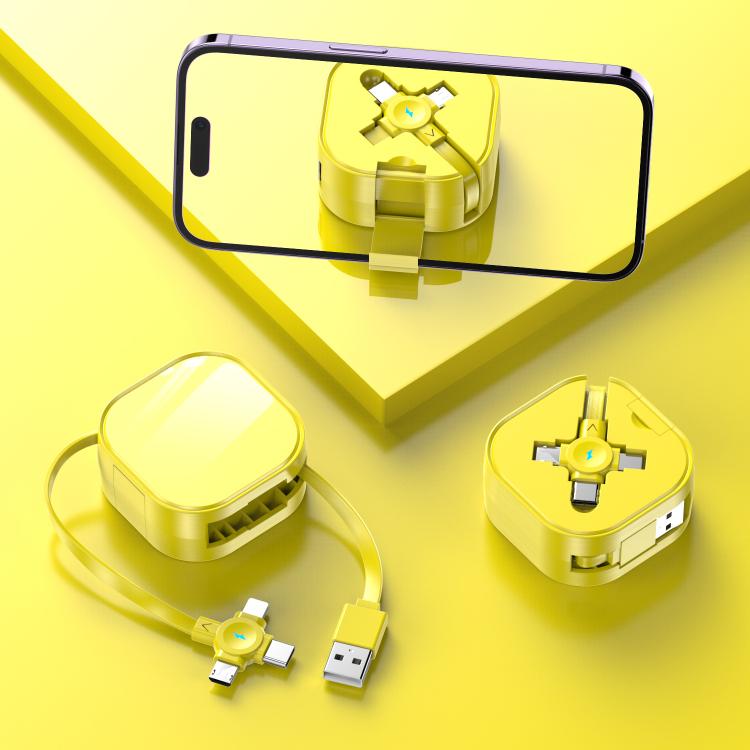 120cm Portable 3 In 1 Fast Charging Cable With Mobile Phone Holder Light Retractable Data Cable