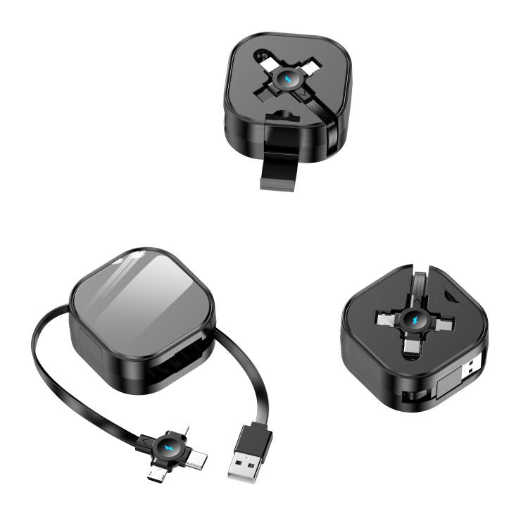 120cm Portable 3 In 1 Fast Charging Cable With Mobile Phone Holder Light Retractable Data Cable