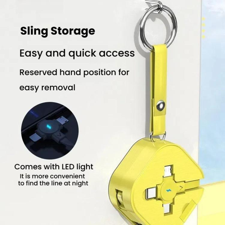 120cm Portable 3 In 1 Fast Charging Cable With Mobile Phone Holder Light Retractable Data Cable