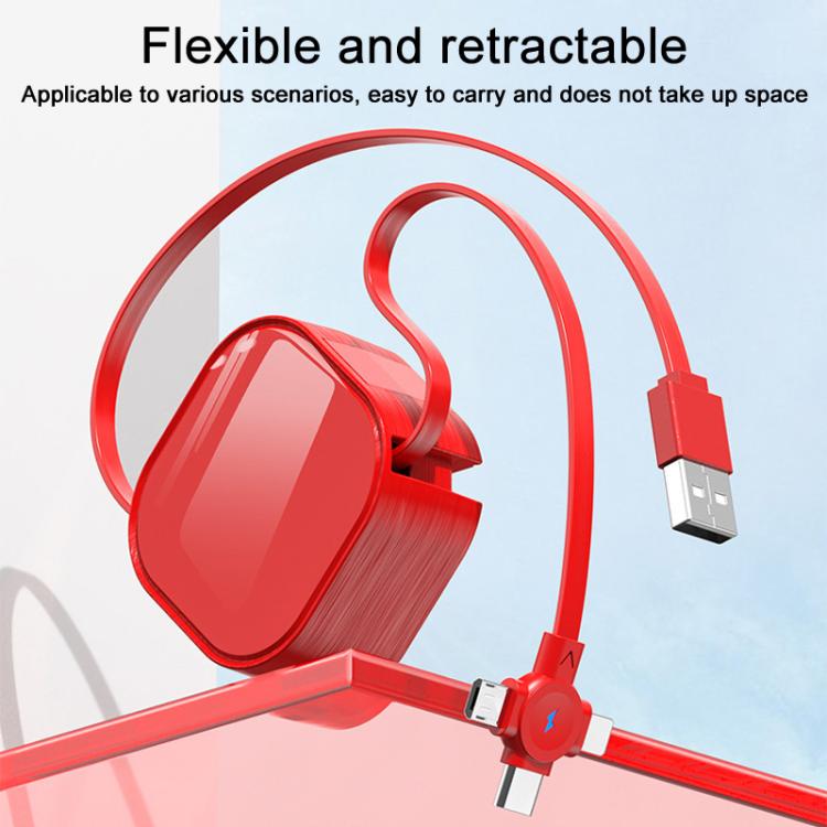 120cm Portable 3 In 1 Fast Charging Cable With Mobile Phone Holder Light Retractable Data Cable