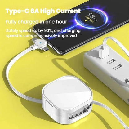 120cm Portable 3 In 1 Fast Charging Cable With Mobile Phone Holder Light Retractable Data Cable