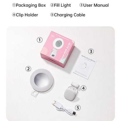 Clip-On Selfie Ring Light with Mirror