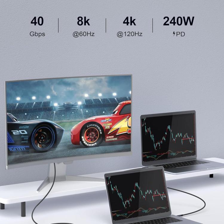 QGeeM USB4 Type-C PD 240W Fast Charging Cable With Digital Display, 40Gbps Data Transfer, 8K 60Hz...